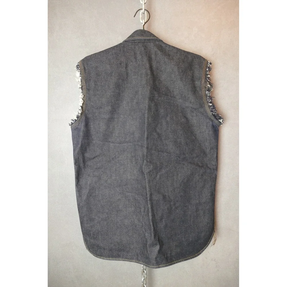 RGT Denim Vest Mens Large‎ Frayed Sleeveless Jean Jacket Button Up